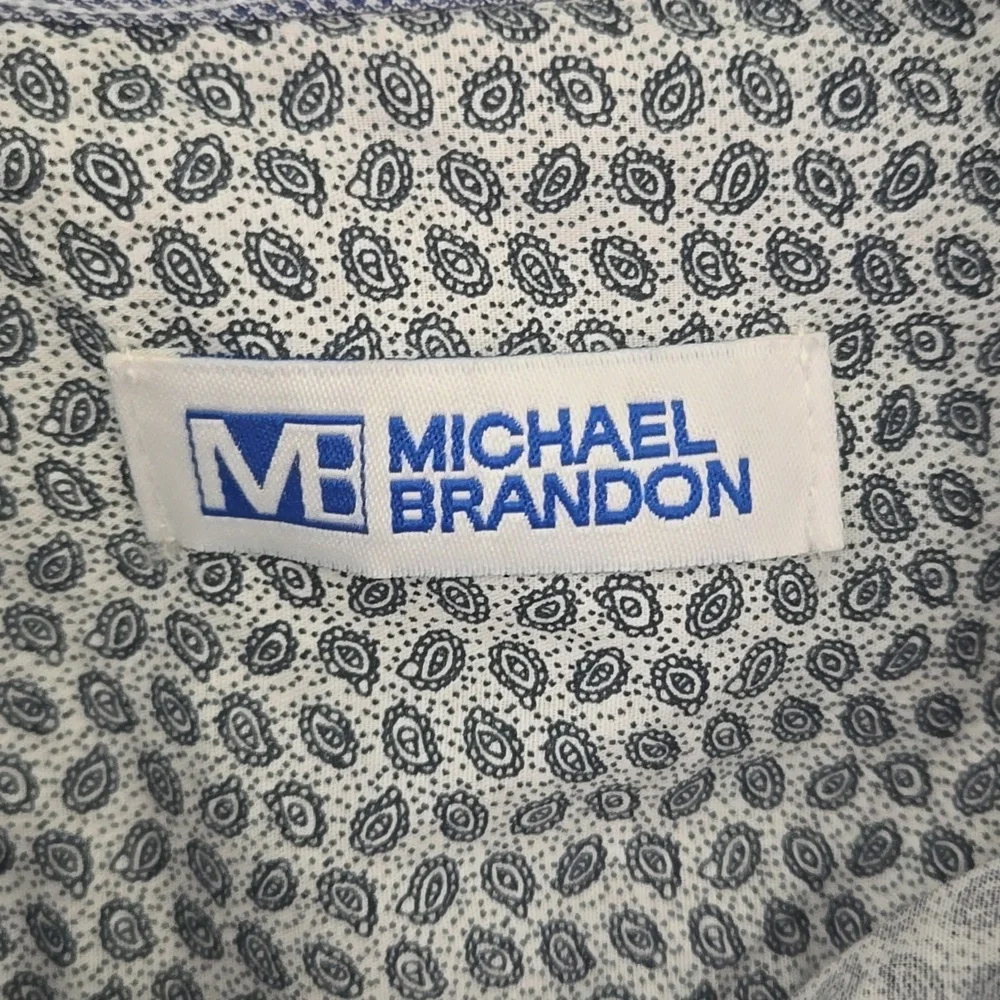 Michael Brandon Blue Print Short Sleeve Shirt - Picture 4 of 10